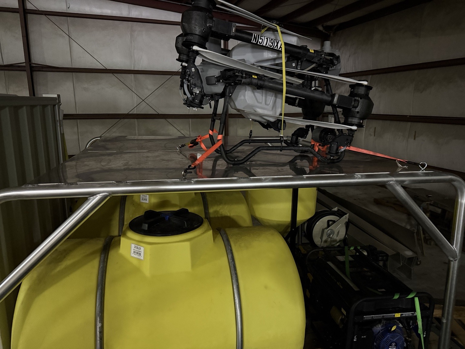 Drone resting on the completed landing platform.